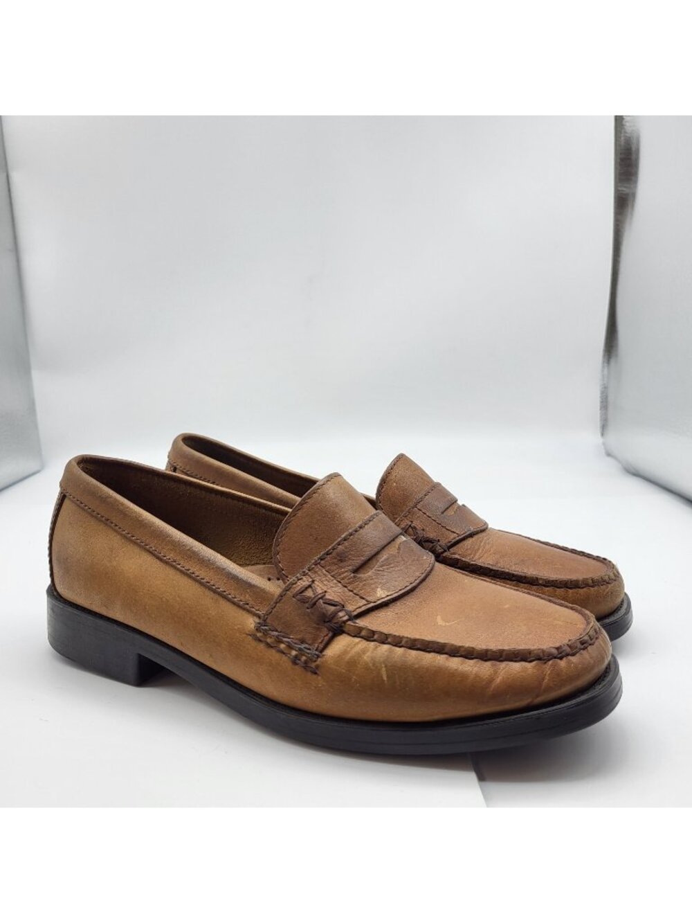G.H. Bass Weejuns Katherine II Leather Penny Loafers Brown 7 W Wide Hipster